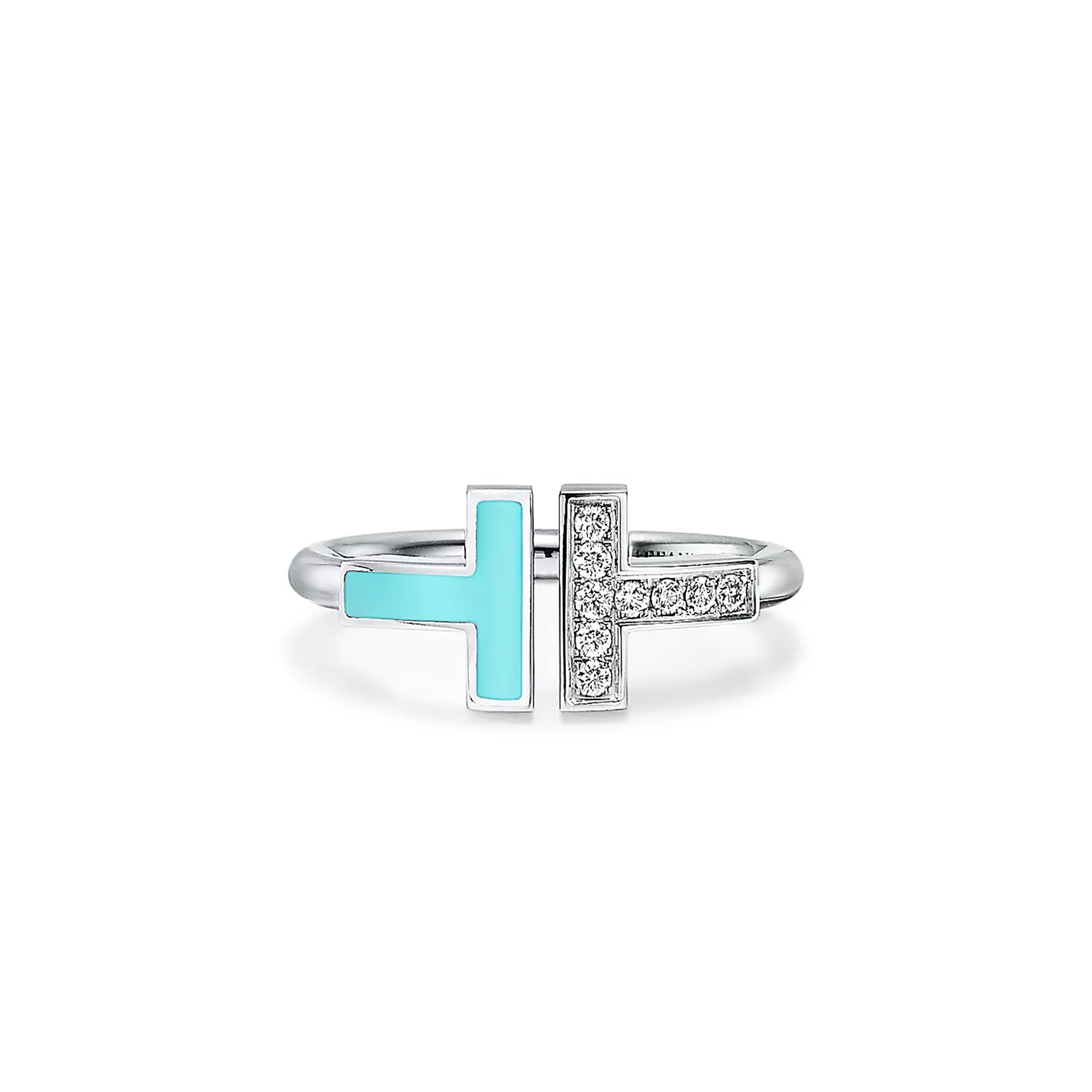 TIFFANY T DIAMOND AND TURQUOISE WIRE RING 64028146